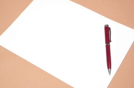 Leaf of a paper with a penの写真素材