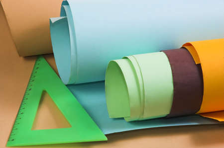 Rolls of a multi-coloured paperの写真素材