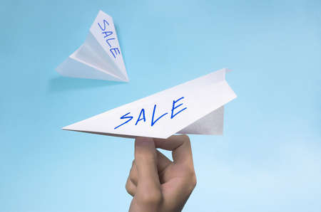 sale written on a paper,origamiの写真素材