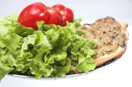 Sandwiches with salad and tomatoesの写真素材