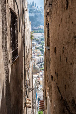 A very uniquw view of Positano on the Amalfi Coast in Italyの写真素材
