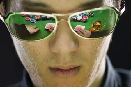 Poker player in sunglasses, horizontalの写真素材