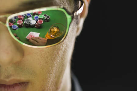 Poker player in sunglasses, horizontalの写真素材