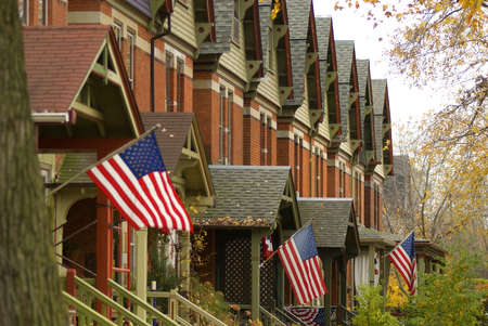 Suburban neighborhood in South Side of Chicago, horizontalの写真素材