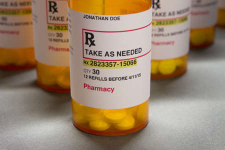 Mass amount of prescription bottles, horizontal