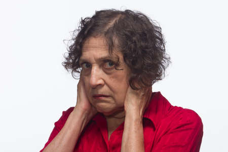 Woman doesn t want to hear, horizontalの写真素材