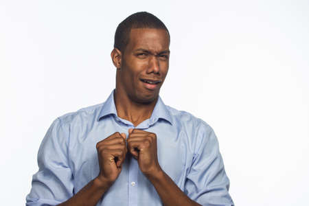 african american keeping eye on you, don t mess with himの写真素材