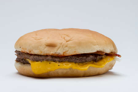 Single fast food hamburger, horizontalの写真素材