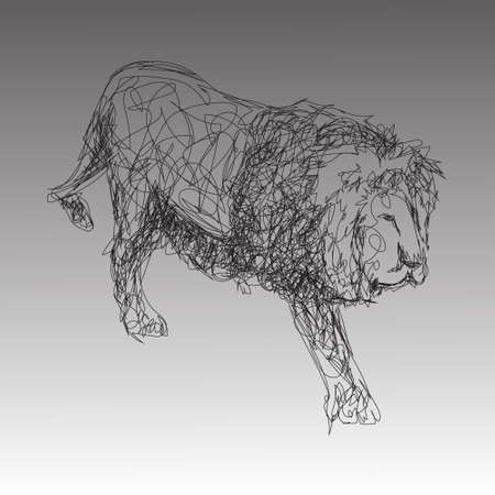 a picture of a walking lion on a gray background the king of the beastsのイラスト素材