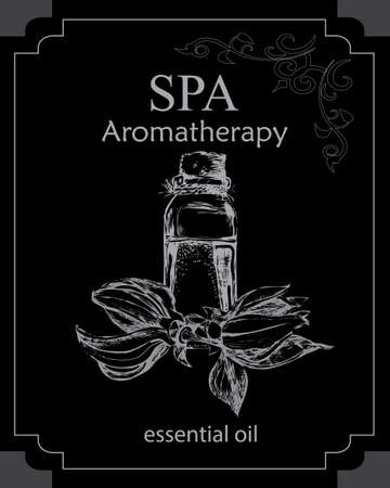 the concept of Spa procedure with element of vintage on the black backgroundのイラスト素材