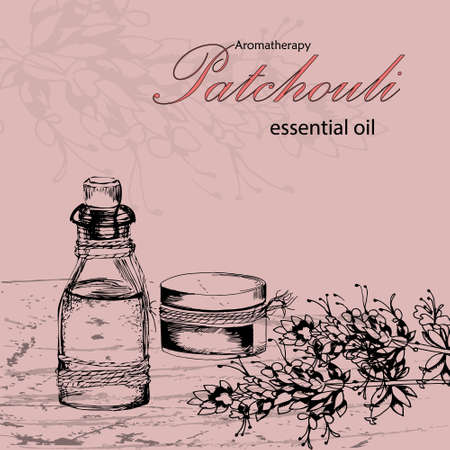 vector illustration of essential oil of patchouli in the style of hand drawnのイラスト素材