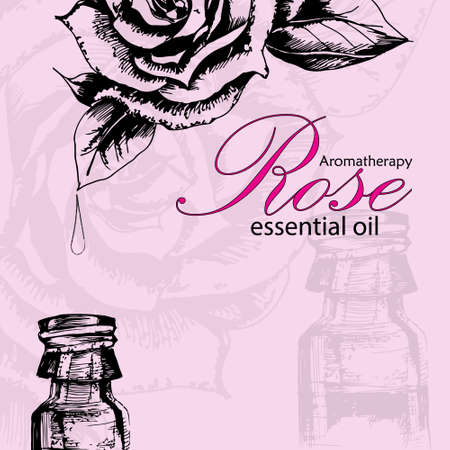 vector illustration of essential oil of rose in the style of hand drawnのイラスト素材