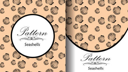 seamless pattern from hand drawn seashellsのイラスト素材