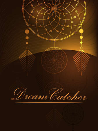 amulet of the Dreamcatcher  on a brown background with light linesのイラスト素材