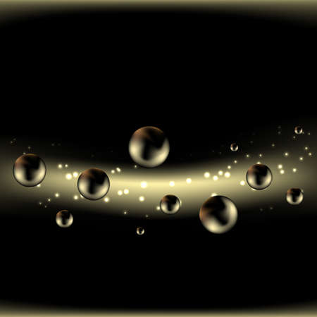round liquid elements with shine on the dark backgroundのイラスト素材