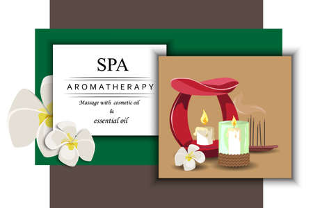 the concept of aromatherapy with image aroma lamp, candle, the sticksのイラスト素材