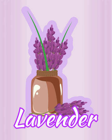 vector illustration of lavender essentual oil bottle / the concept of spa procedureのイラスト素材