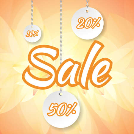 Sale banner with sticker on the orange background. Vector illustrationのイラスト素材