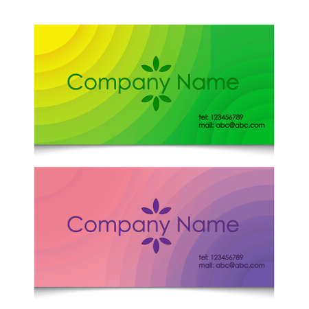 business card in two variants of green and pink tonesのイラスト素材