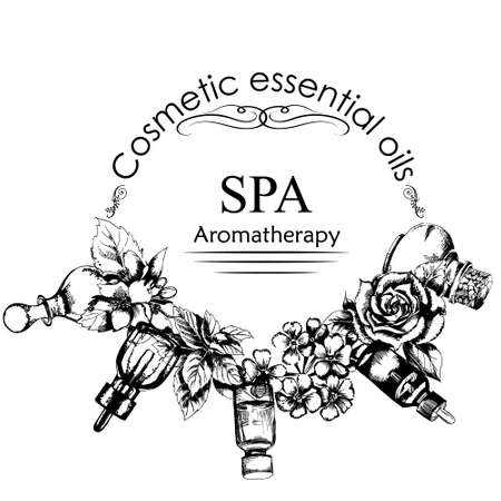 the concept of aromatherapy and massage. Style of hand drawn. Vector illustrationのイラスト素材