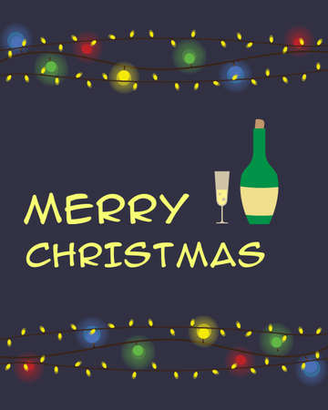 Christmas and Happy New Year greeting card on the dark backgroundのイラスト素材