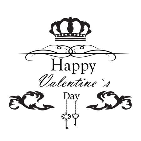 Valentin`s day greeting card template in black and white colorsのイラスト素材