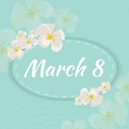 women`s day greeting card template in white and green colorsのイラスト素材