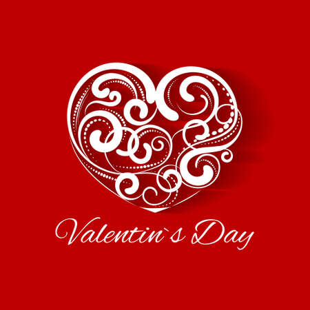 white heart in vintage style. Greeting Valentines day cardのイラスト素材