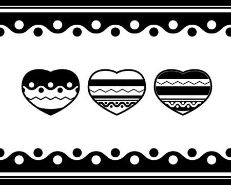 Valentines day pattern. Three simple hearts. Greeting card for loversのイラスト素材