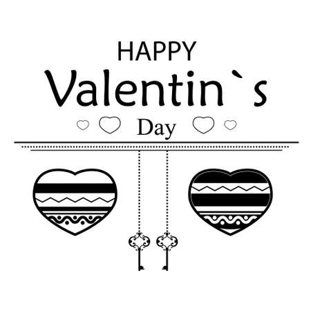 Greeting card for lovers. Valentins day pattern. Two heart and two keys to heartのイラスト素材