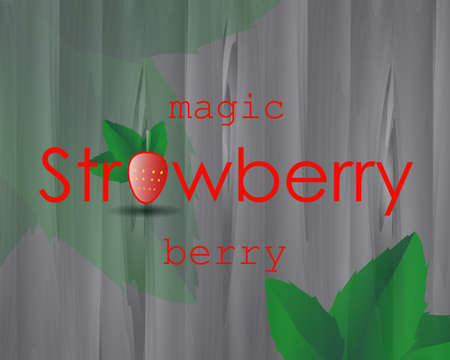 strawberry poster with image red berry on the wooden backgroundのイラスト素材