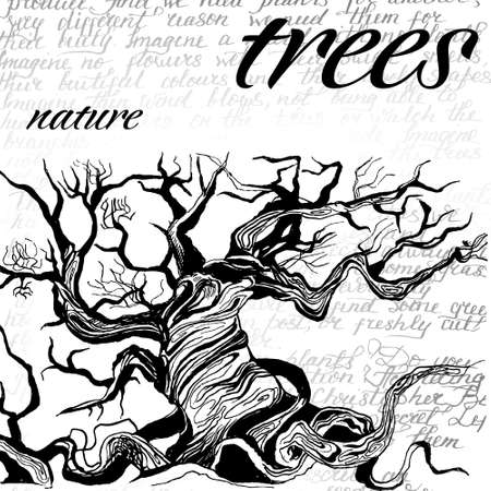 concept of nature conservancy. Hand drawn tree. Word`s backgroundのイラスト素材