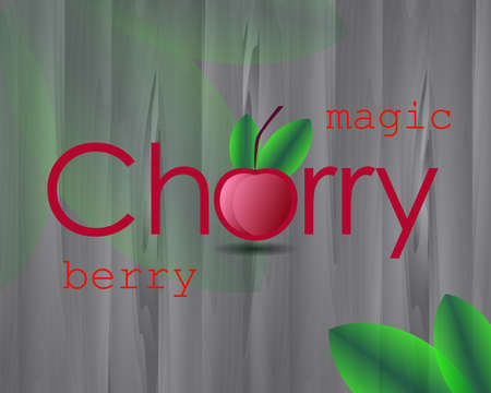 cherry poster with image berry on the wooden backgroundのイラスト素材