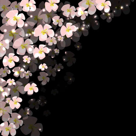 pattern of pink flowers this gloss point on the dark backgroundのイラスト素材