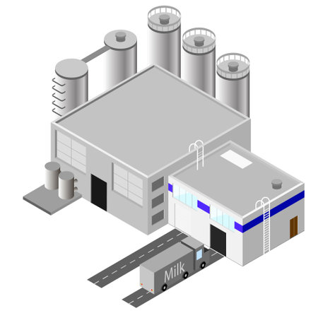 isometric illustration, factory building, vector illustrationのイラスト素材