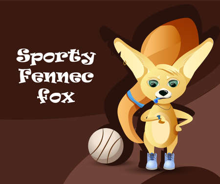 Vector illustration / cartoon sporty fennec fox characterのイラスト素材