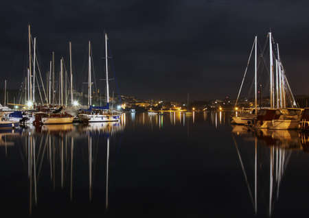 winter night when yachts sleepsの写真素材