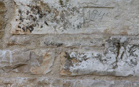 old wall, with year of build, lookの写真素材