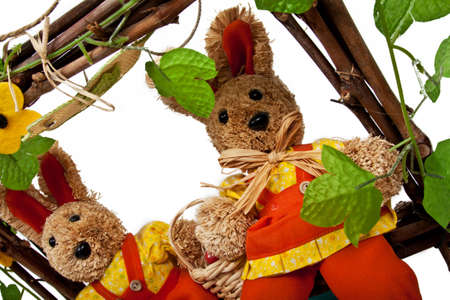 two easter bunnies swinging and relaxの写真素材