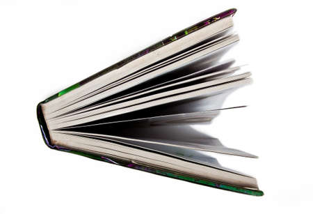 open book in vertical position isolated on whiteの写真素材