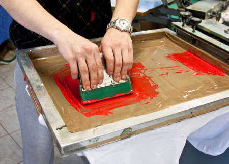 manual screen printing - hand printing t-shirtsのeditorial素材