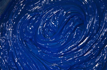 an container of blue ink use in screen printing lineの写真素材