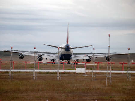 airplane on runway ready for take off 