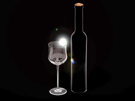 bottle of wine and glassの写真素材