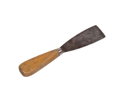 used putty knife isolated on white backgroundの写真素材