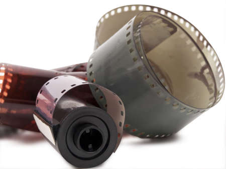 old negative film strip and film rollの写真素材