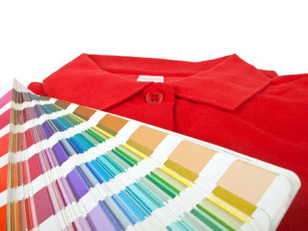 color chart and red polo t shirtの写真素材