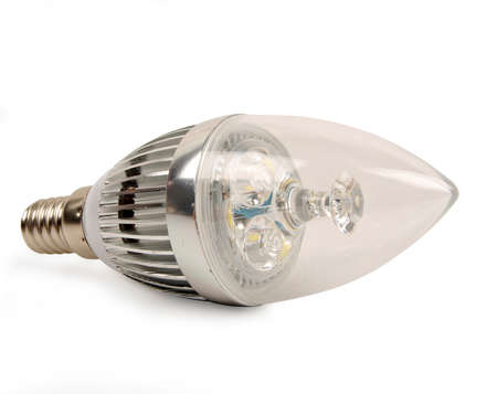 led candle light bulb isolated on white backgroundの写真素材