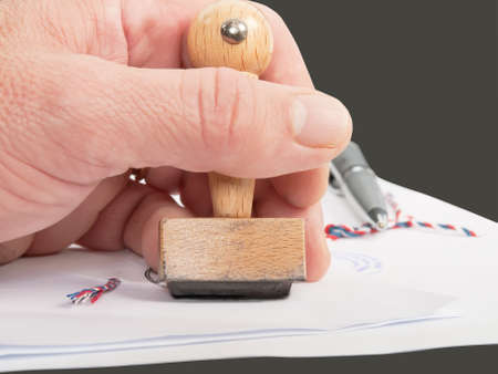 notary public in office verify documentsの写真素材