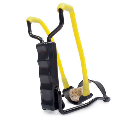 black slingshot isolated on white backgroundの写真素材